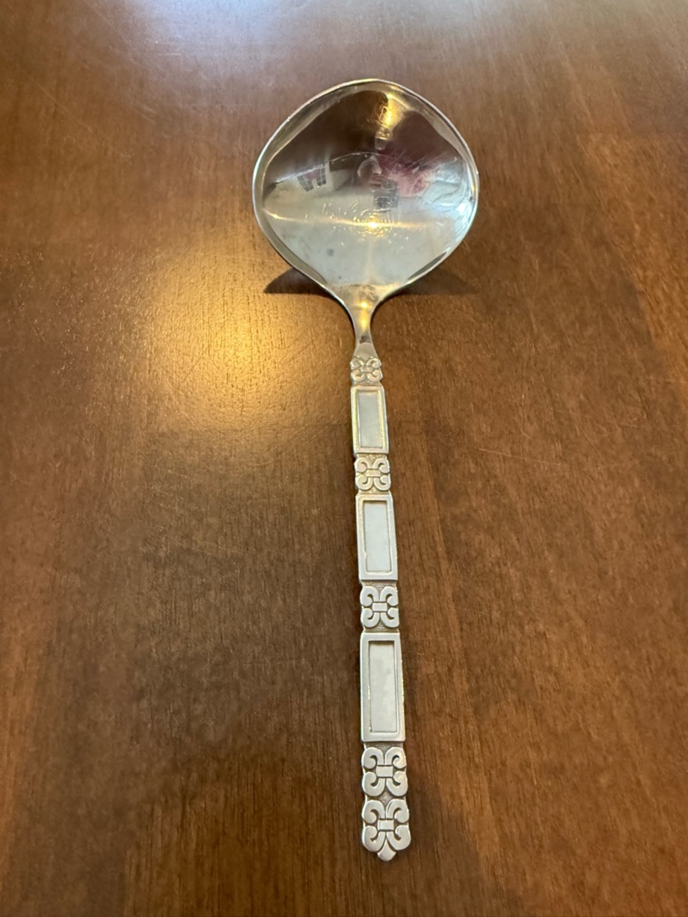 Vintage Crownmint Stainless Gravy Ladle MCM Scroll Handle